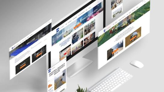 Websites van VUB op verschillende computerschermen